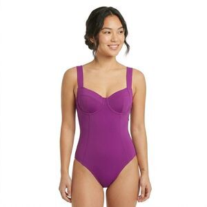 TA3 Womens Lifty Swimsuit XS Short D/DD Orchid Open Back Corset Cinch Waist